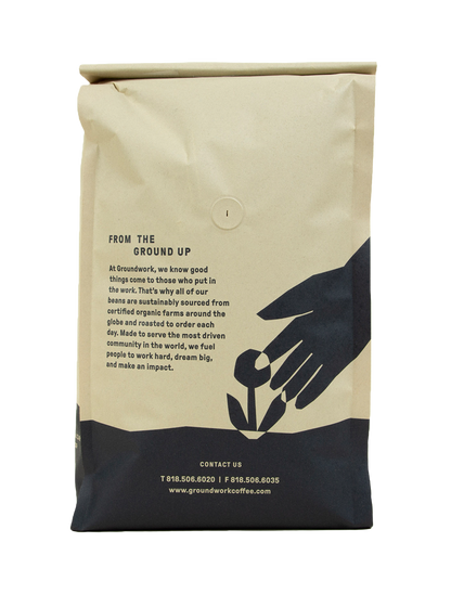back of bag 5lb organic lucky jack medium roast