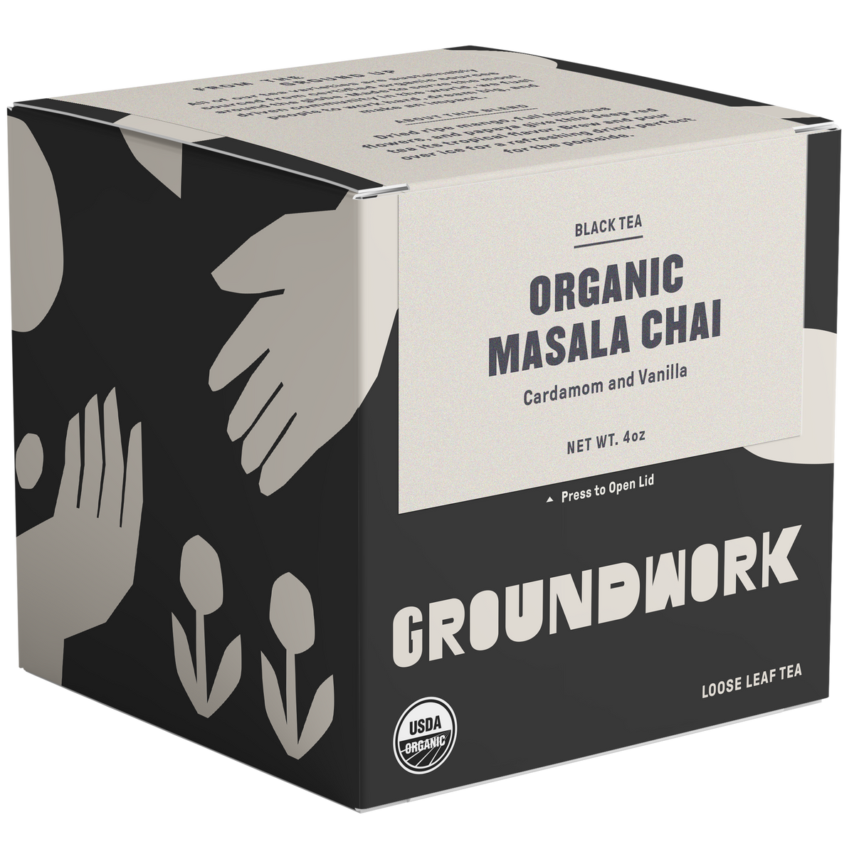 organic masala chai tea with notes of cardamom and vanilla